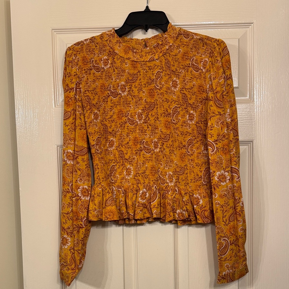 Elegant Mustard Floral Blouse